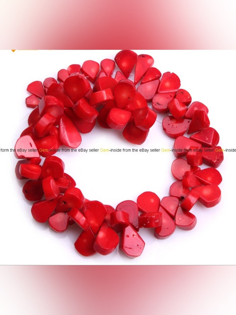 Red Coral Teardrop Beads